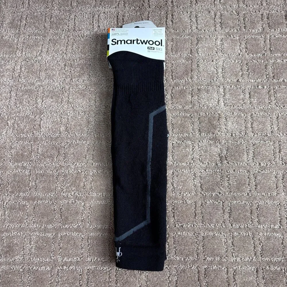 SmartWool PhD Ski Over The Calf Merino Wool Socks Unisex XL Black Winter